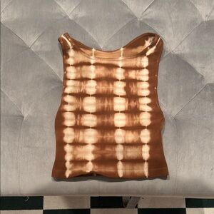 Brown and Cream Tie-Dye Women's Top